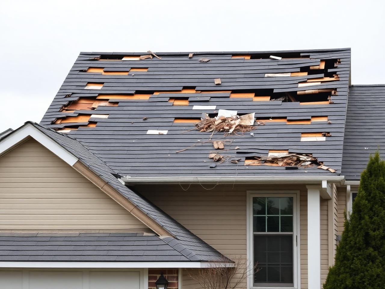 Before: storm-damaged residential roof
